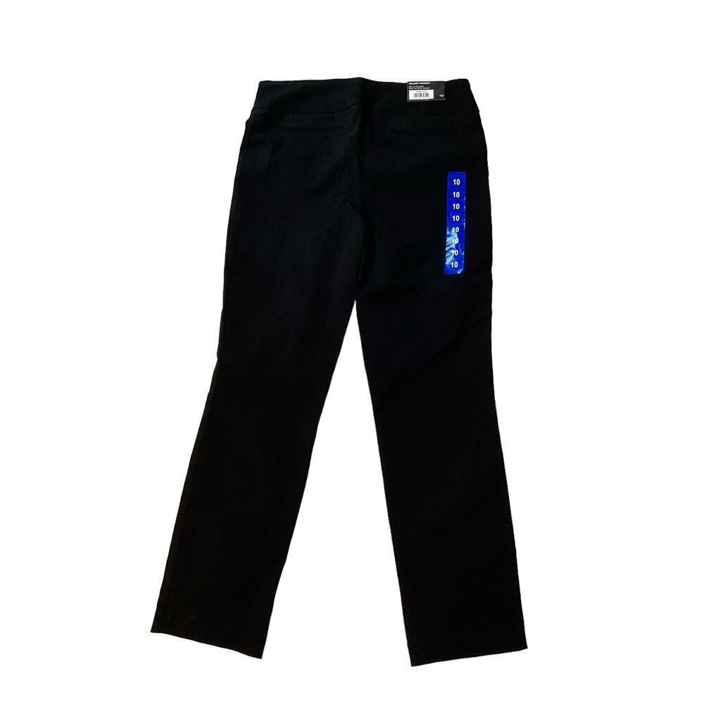 Hilary Radley Dress Pants Women's 10 Black Rayon Stretch Slim Fit Leg Pull On